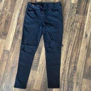 American Eagle Outfitters Dark Skinny Jeans with Distressed Knees